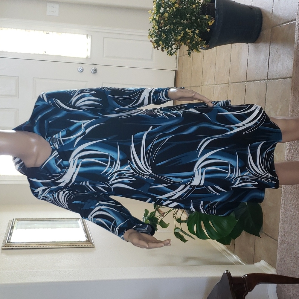 R&B 2x tropical print collared quarter sleeve mini shirt dress